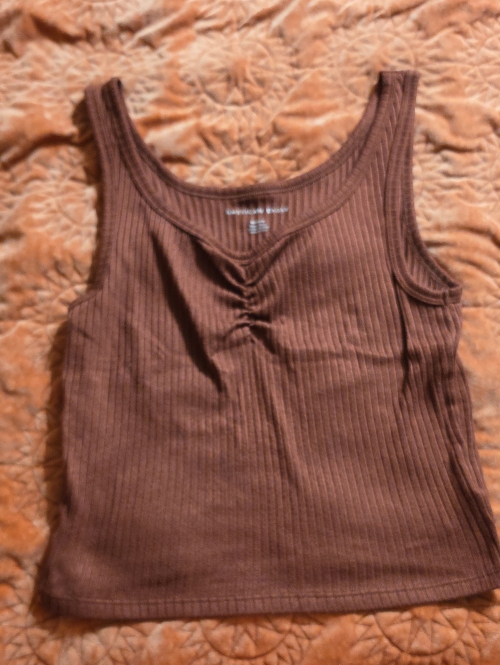 American Eagle Outfitters Ribbed Scoop Tank Top - Brown